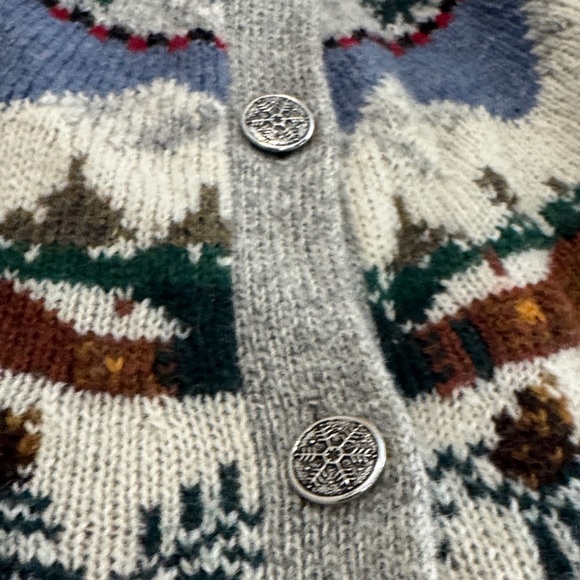 Vintage Woolrich Womens Fair Isle Mountain Button-up Wool Cardigan Sweater, sz M - Picture 12 of 14